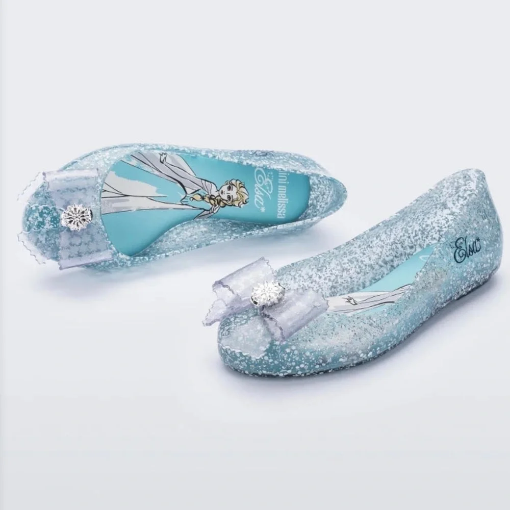 Mini Melissa Elsa Glitter Blue Dress Shoes with Bow